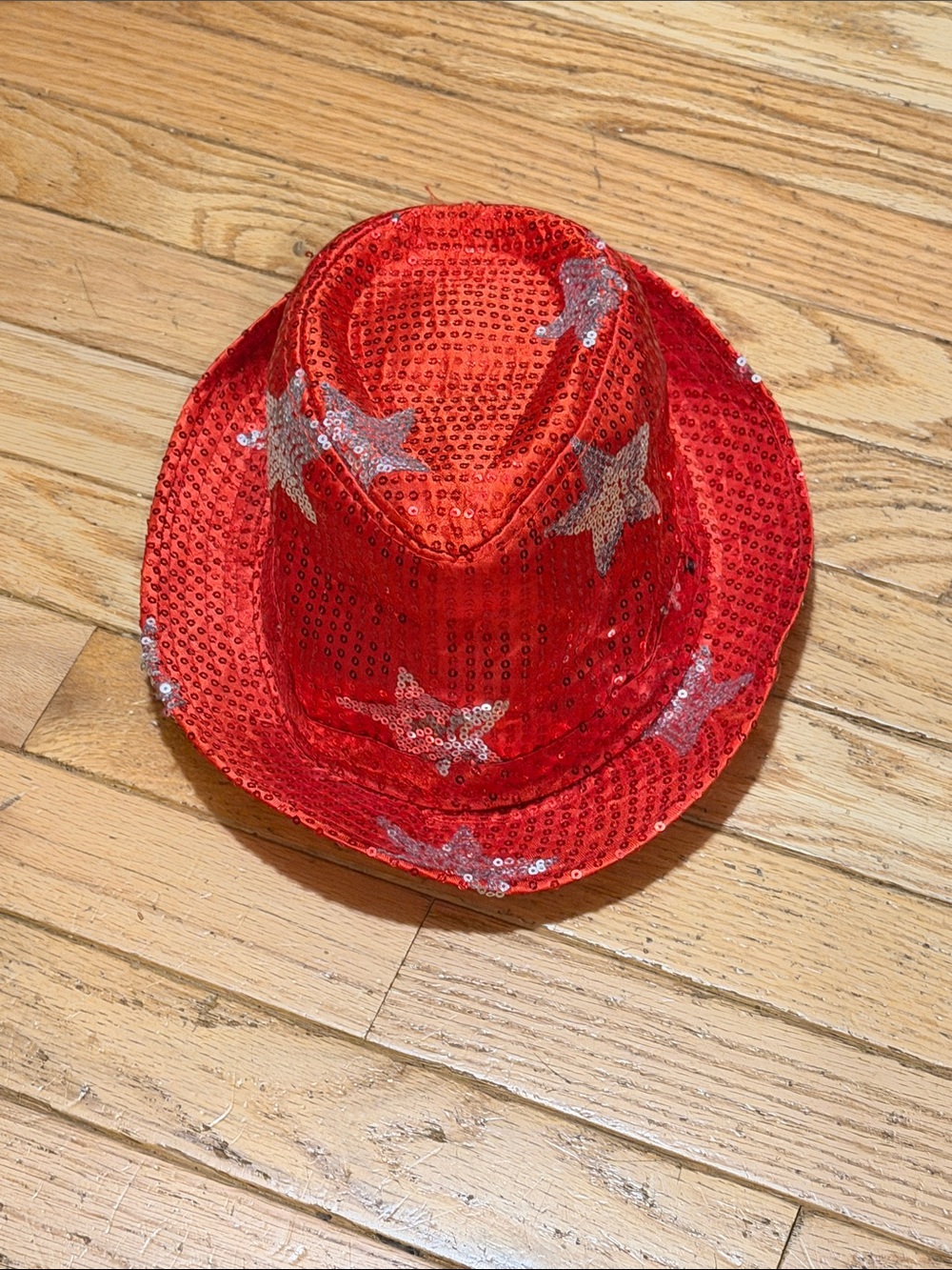Kids Sparkling Lighted Red Sequin Star Fedora Hat - 3 light up settings